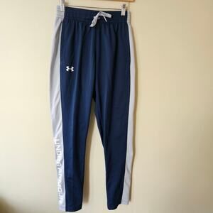 Under Armour Track Pants, Men's Size Small Blue Silver Stripe